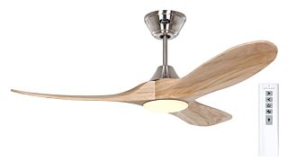 Ανεμιστήρας Οροφής CASAFAN ECO GENUINO L 122 BN-NT Brushed Chrome / Natural Wood 48 Inches με φωτιστικό