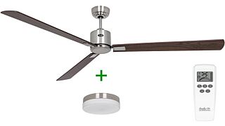 Ανεμιστήρας Οροφής CASAFAN Eco Neo III 180 BN-NB KI Brushed Chrome-Walnut Cherry με φωτιστικό