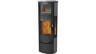 Ενεργειακή σόμπα με φούρνο Lotus Prio 7M Τριών Όψεων με καπάκι και πλαϊνά πετρώματος Indian Night