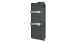 Ηλεκτρική πετσετοκρεμάστρα μπάνιου Radialight Silk Ανθρακί 750W με γυάλινη πρόσοψη