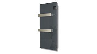Ηλεκτρική πετσετοκρεμάστρα μπάνιου Radialight Silk Evo Ανθρακί 1000W με γυάλινη πρόσοψη