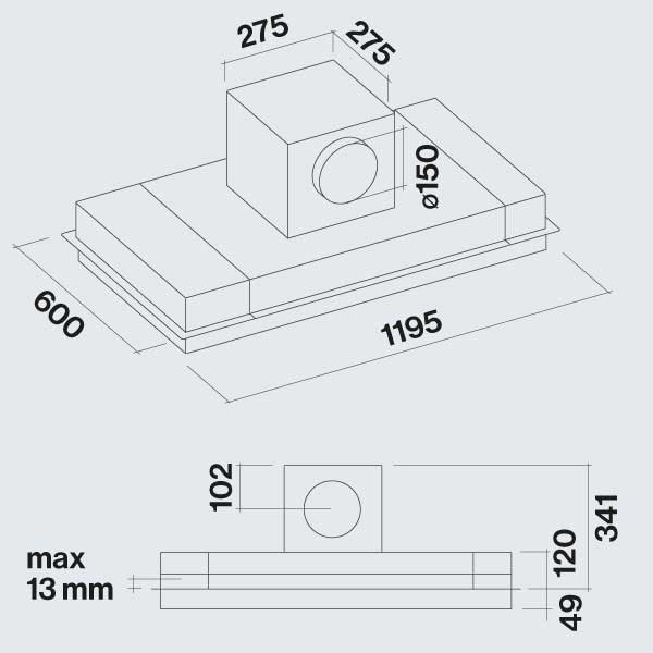 Falmec Alba Διαστάσεις