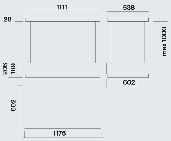 Falmec Levante Διαστάσεις