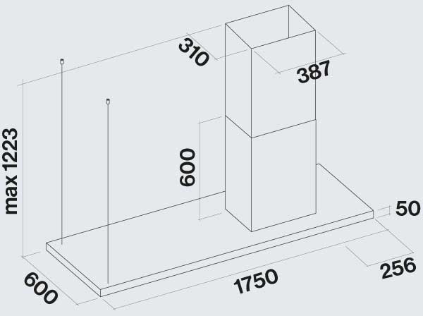Falmec Lumen Isola 175 NRS Διαστάσεις