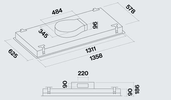 Falmec Nuvola 140 Διαστάσεις