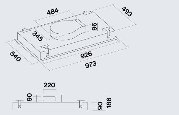 Falmec Nuvola 90 Διαστάσεις