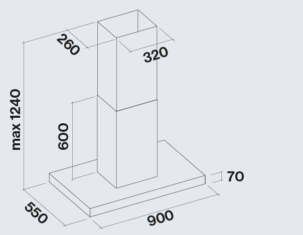 Falmec Plane Black Διαστάσεις