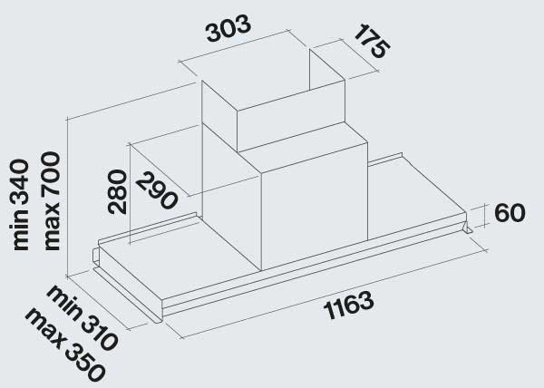 Falmec Virgola Black Διαστάσεις